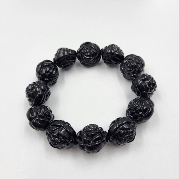 Black Beads & Sparkle Stretch Bracelet Bundle - 5 Unique Pieces - Picture 7 of 9